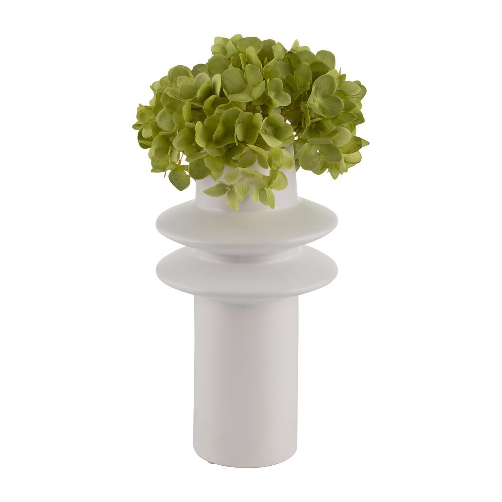 Cer, 11"h Modern Vase, White. Picture 2