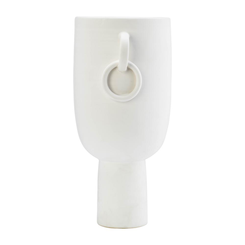 Cer, 13"h Vase With Handles, White. Picture 4