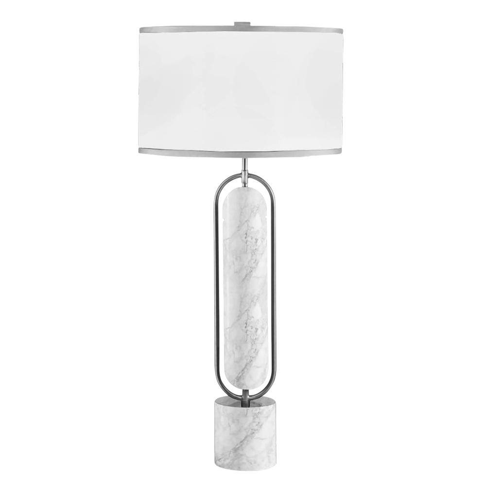 Metal/marble 30" Table Lamp, Silver/white. Picture 1