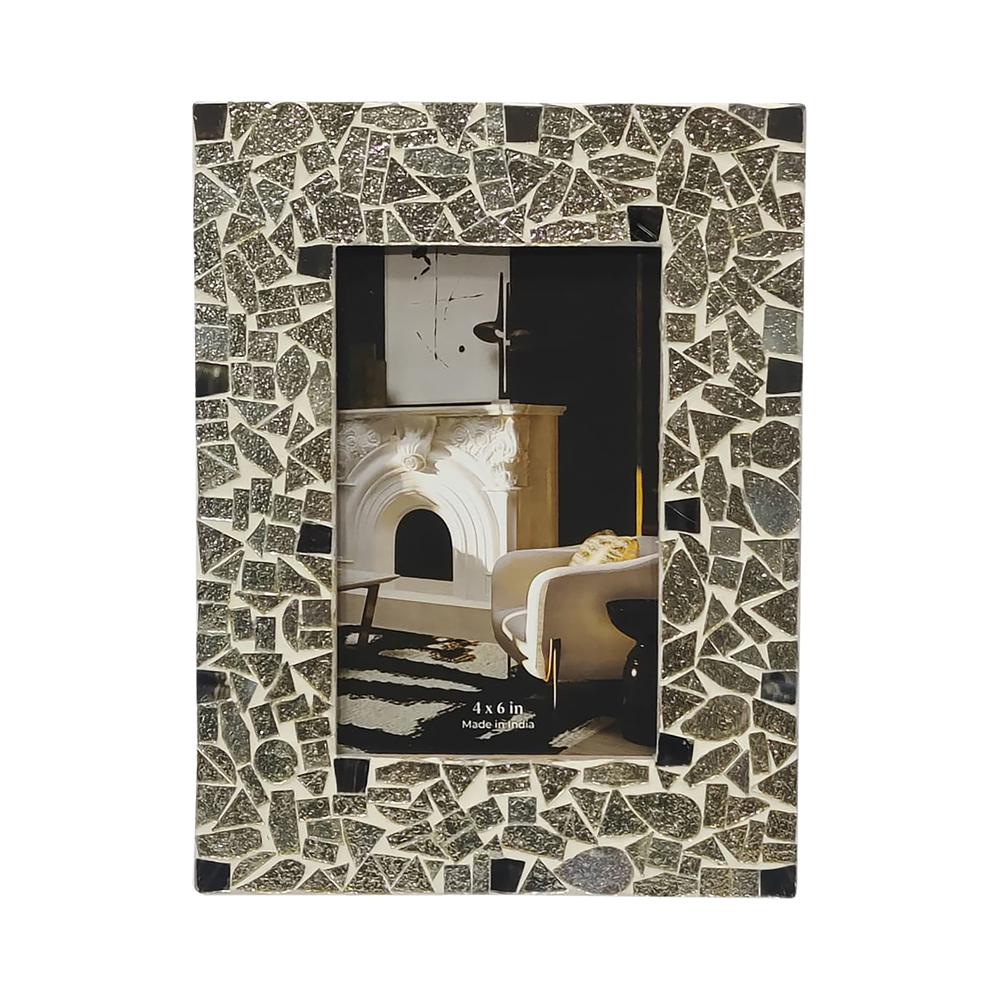 4x6 Mosaic Photo Frame, Champagne. Picture 1