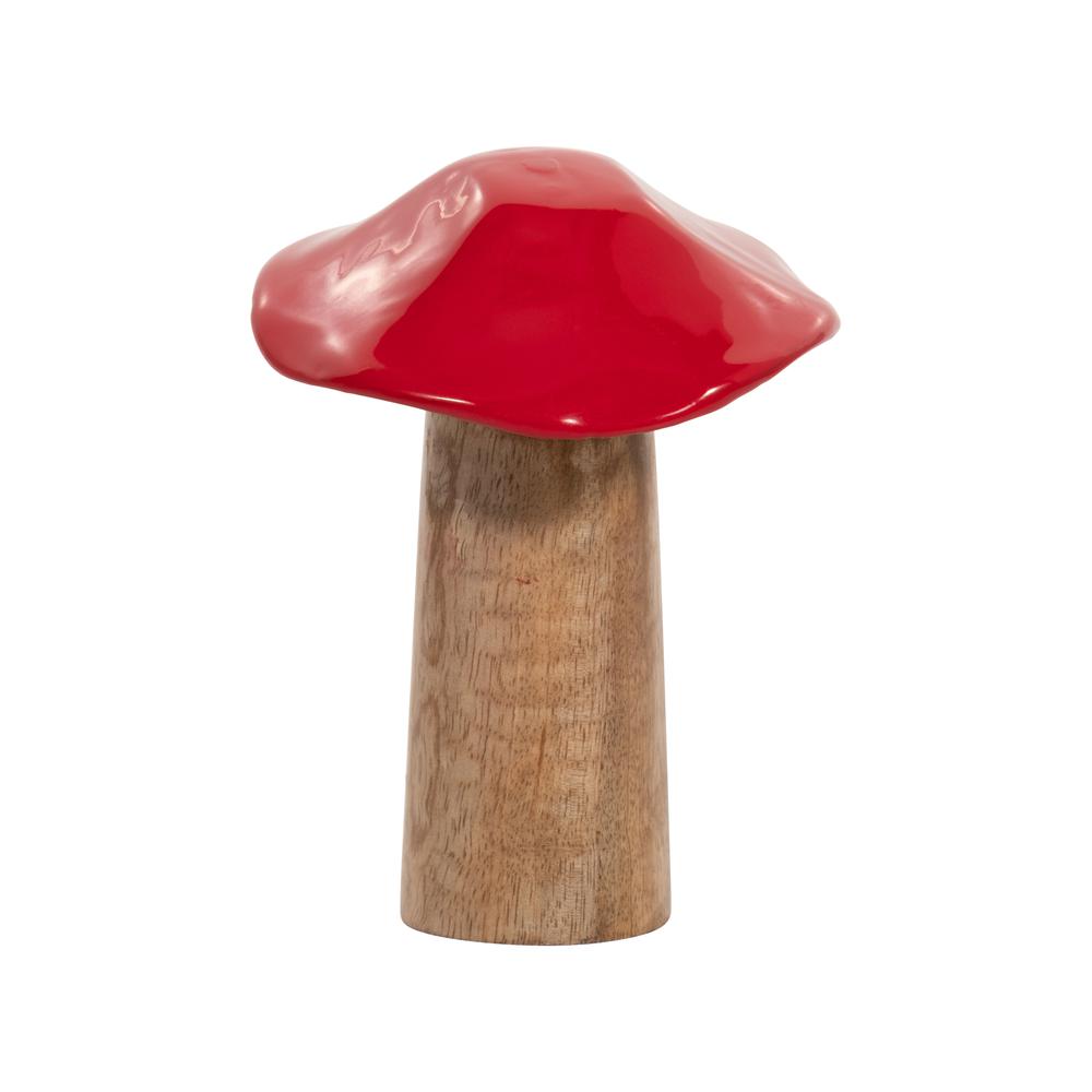 Wood, 6" Toadstool Mushroom, Red. Picture 1