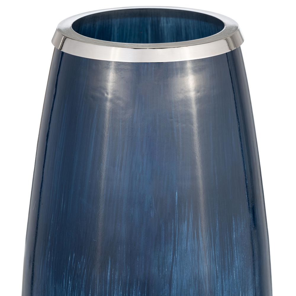 Glass,24"h Vase W/metal Rim, Blue/wht Ombre. Picture 4