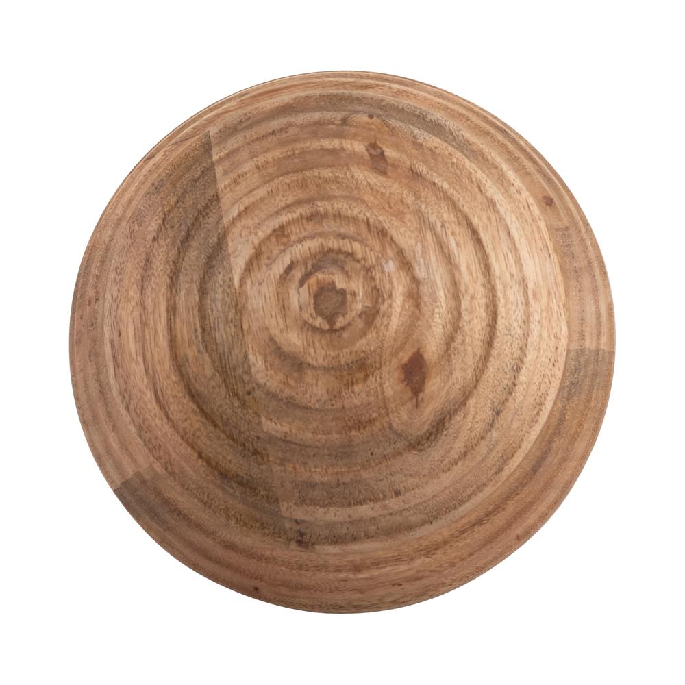 6" Wooden Orb W/ Ridges, Natural. Picture 3