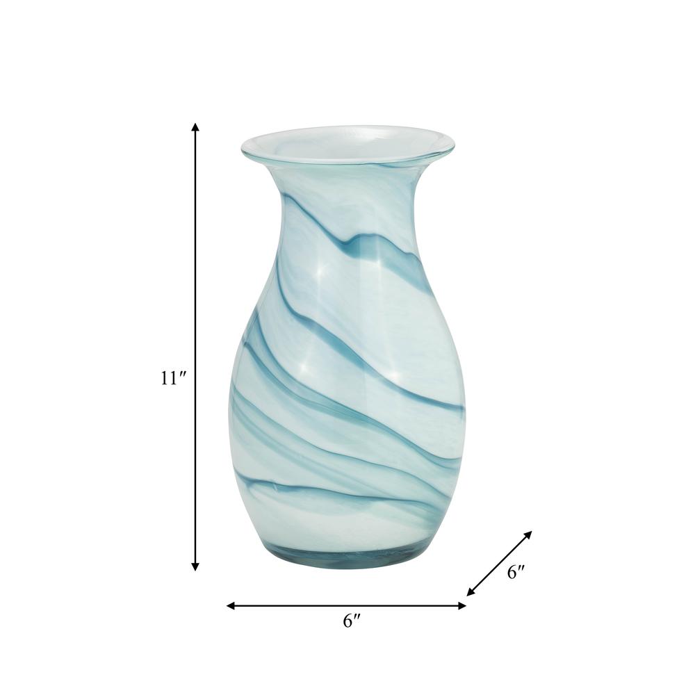 Glass, 11"h 2-tone Vase, Blue/white. Picture 9