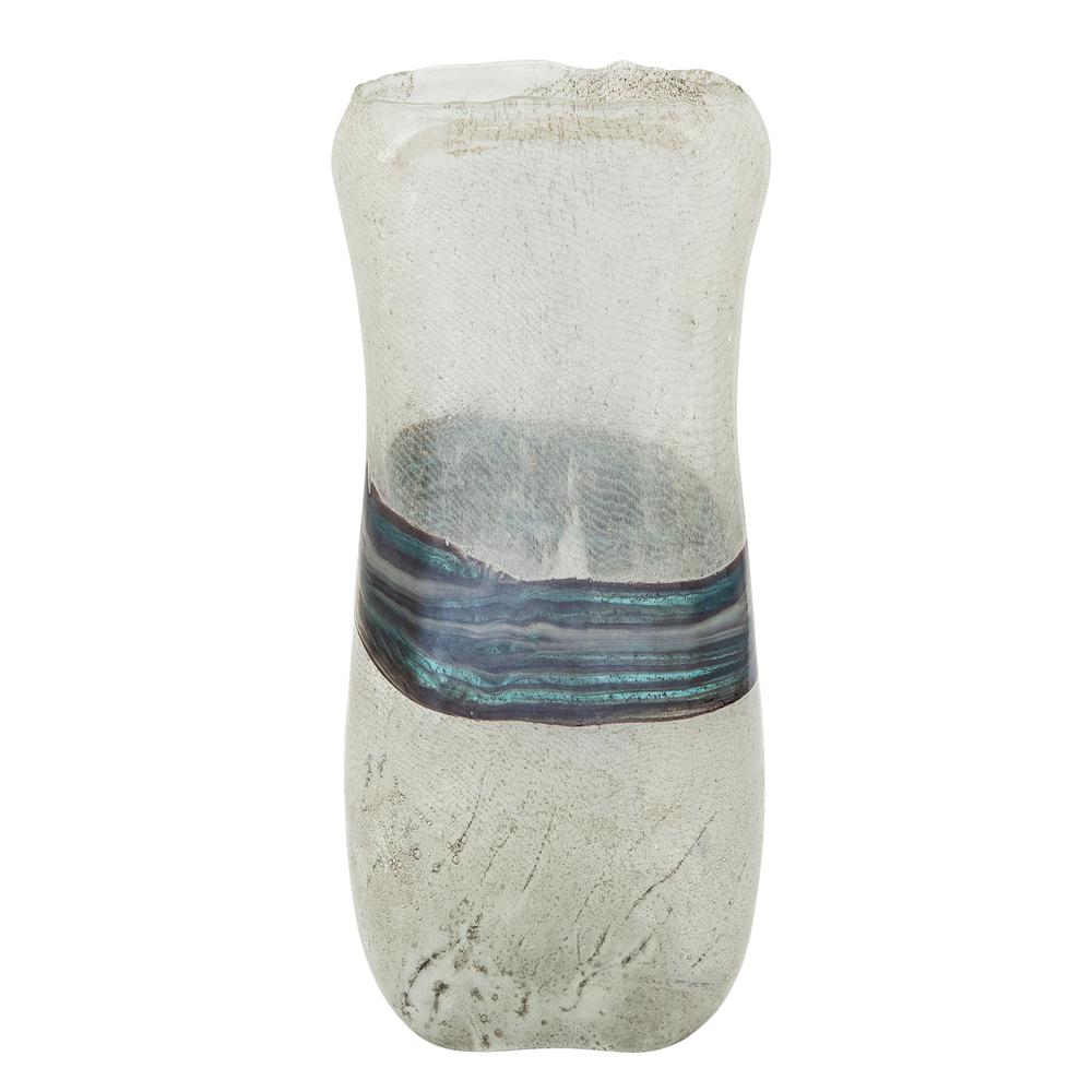 Glass, 14" Azurite Vase, Blue/gray. Picture 1