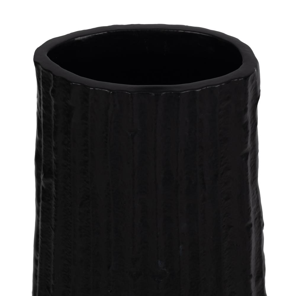 Metal, 35" Ribbed Floor Vase, Black. Picture 7