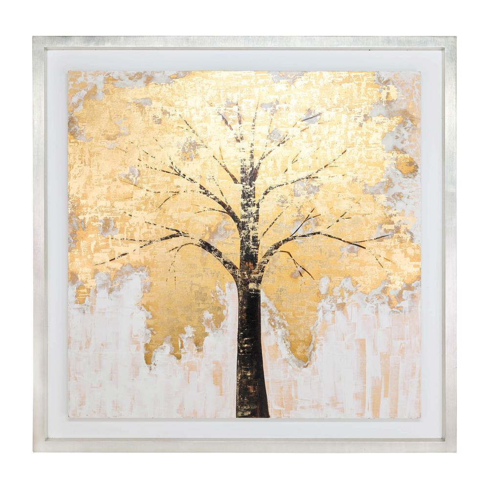 71x71, Hand Painted Autumn Gold Leaf Tree. Picture 1