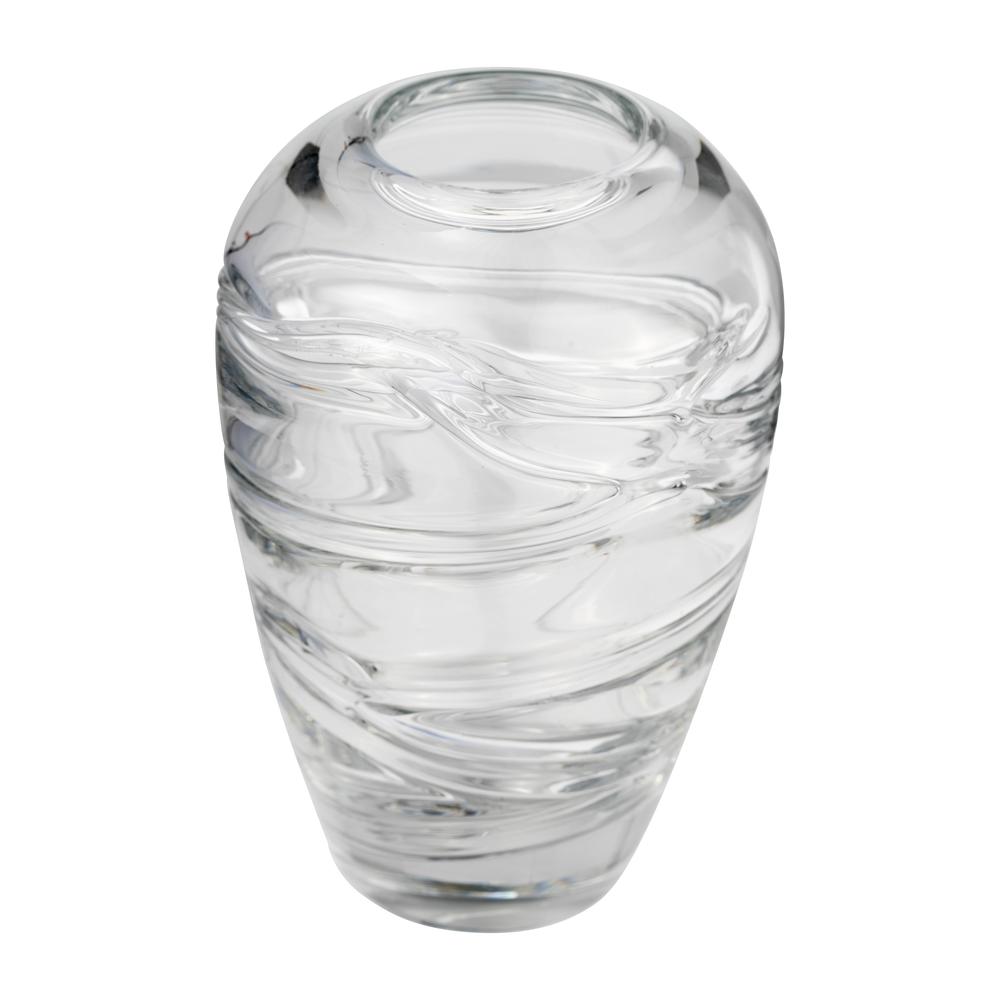 Glass, 9"h Veined Vase, Clear. Picture 2