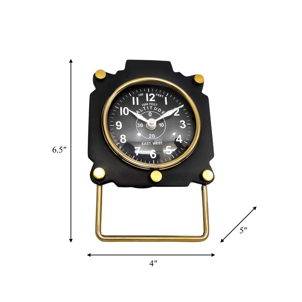 Metal, 6"h Altimeter Table Clock, Black. Picture 9