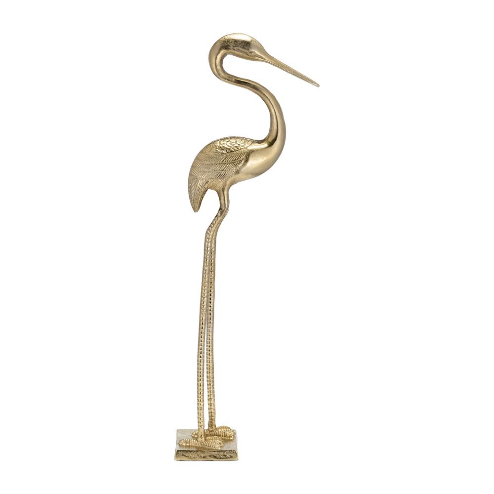 Metal, 32"h Casted Heron, Gold. Picture 1