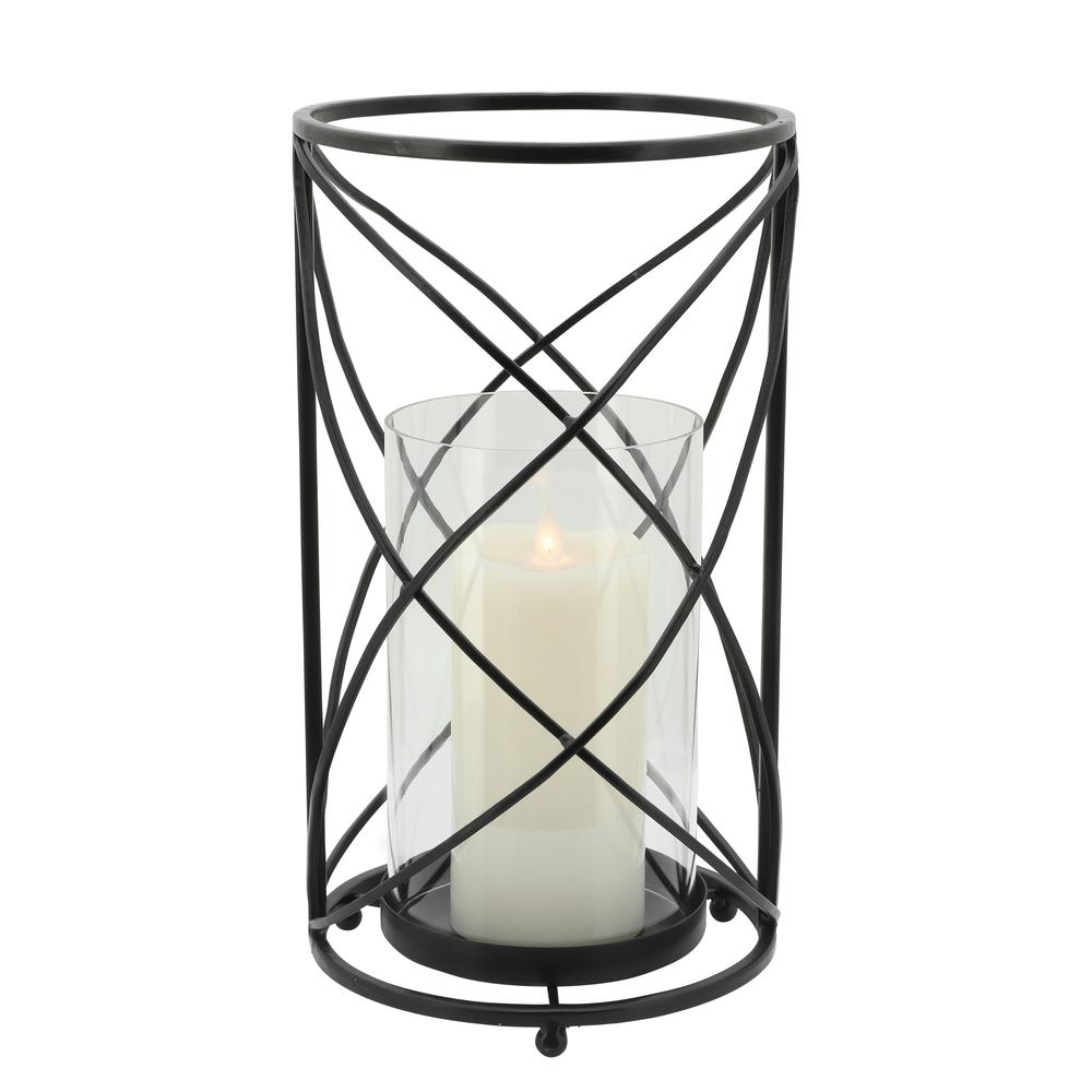 Metal 13" Hurricane Candle Holder, Black. Picture 2
