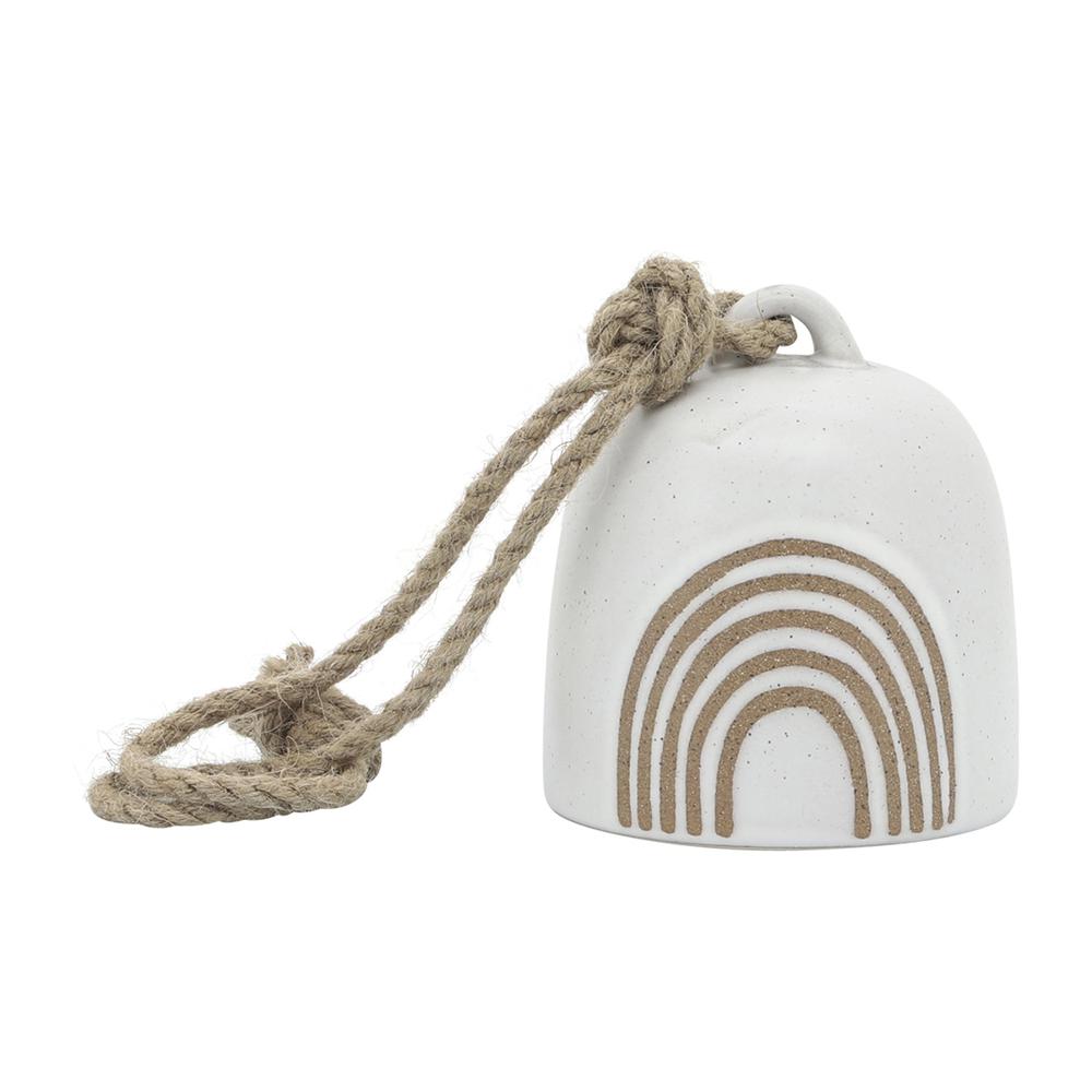 Cer, 4" Hanging Bell Rainbow, White/beige. Picture 5