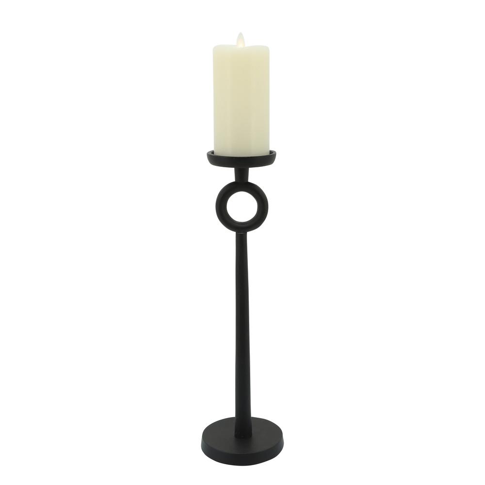 17"h Metal Candle Holder, Black. Picture 2