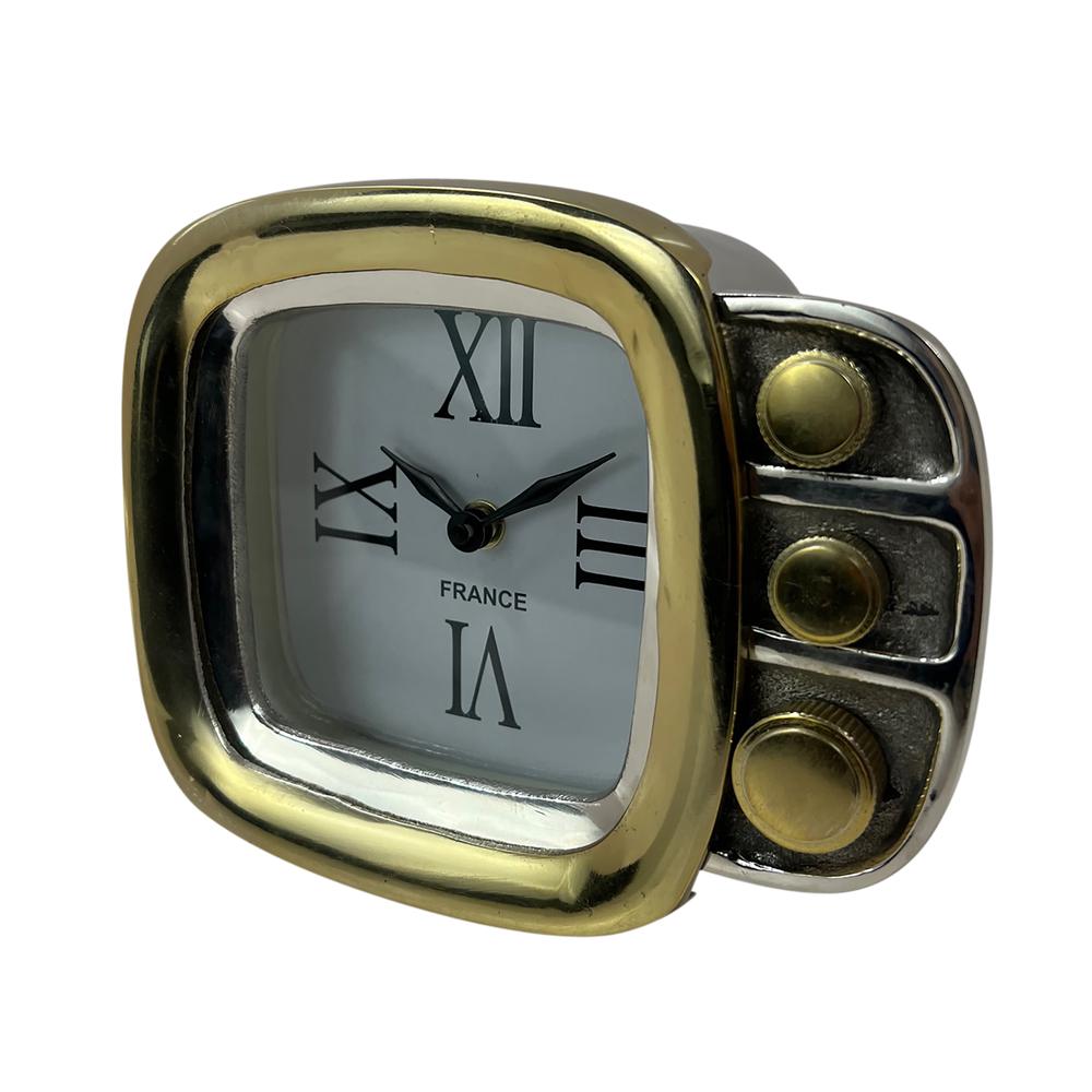 8" Retro Metal Clock, Gold/silver. Picture 2