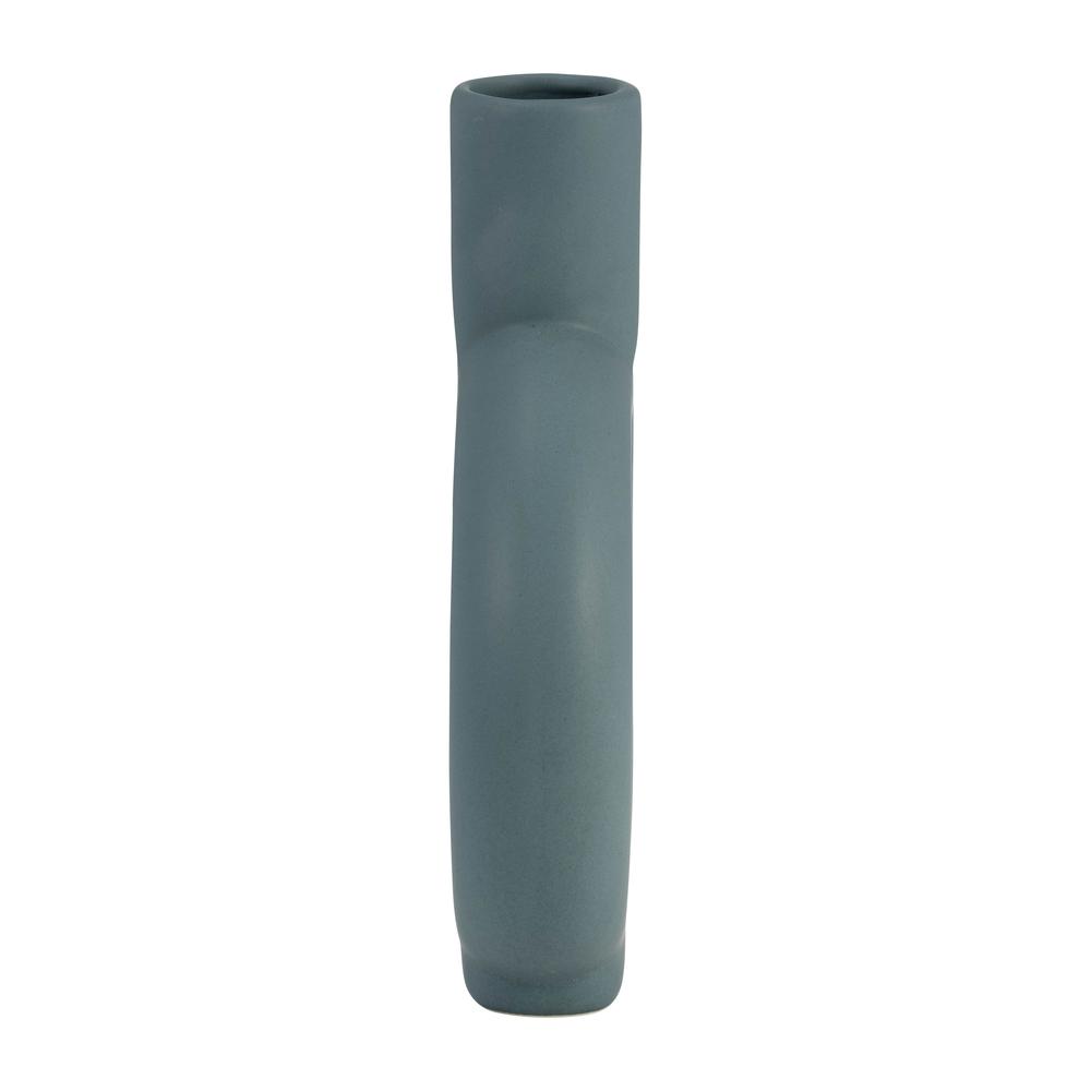 Cer, 9" Round Cut-out Vase, Deep Teal. Picture 3