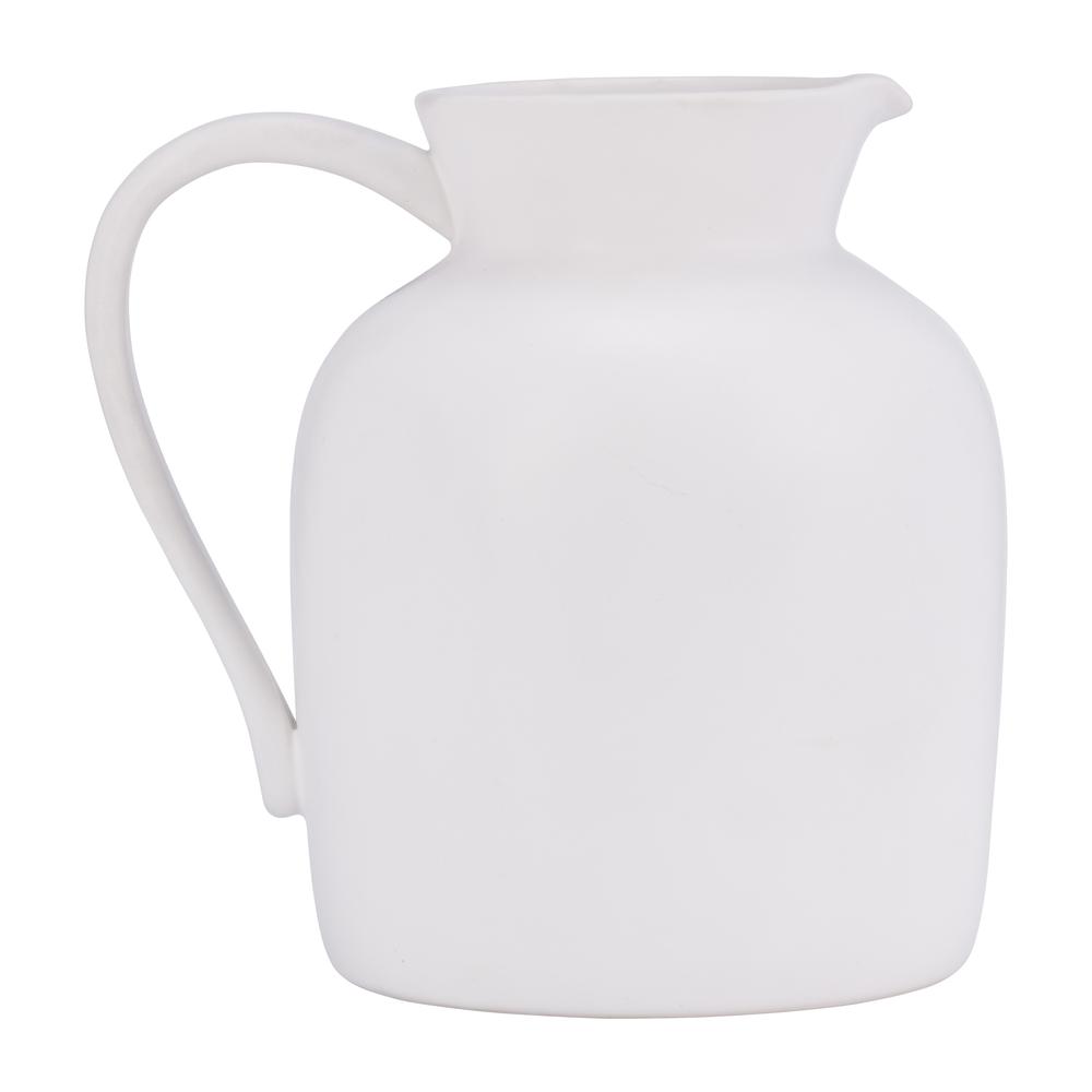 Cer, 7" Pitcher Vase, White. Picture 1
