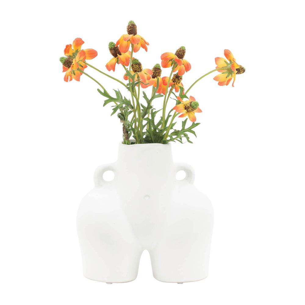 Cer, 7" Half Body Vase, White. Picture 5