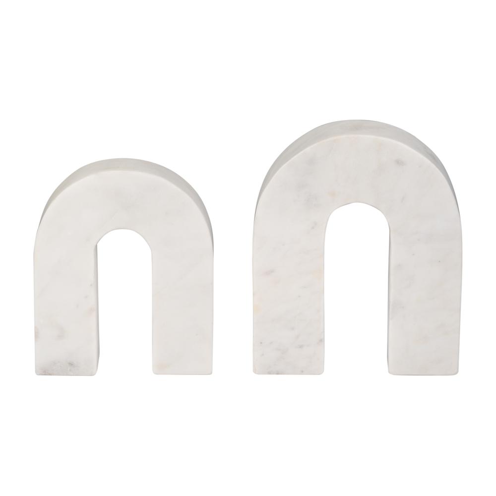 Marble, 7"h Horseshoe Tabletop Deco, White. Picture 7