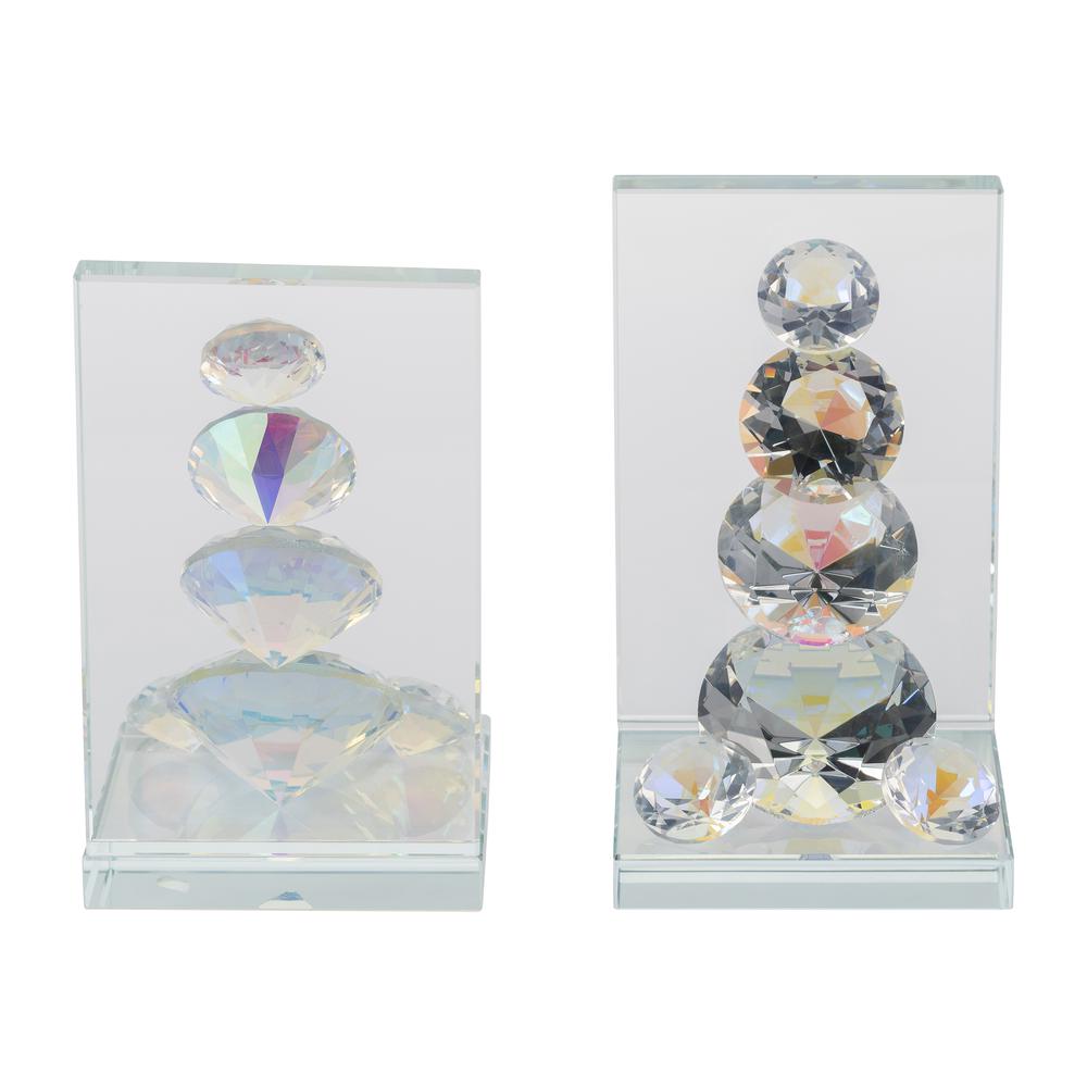 S/2 Crystal Diamond Bookends, Rainbow. Picture 4
