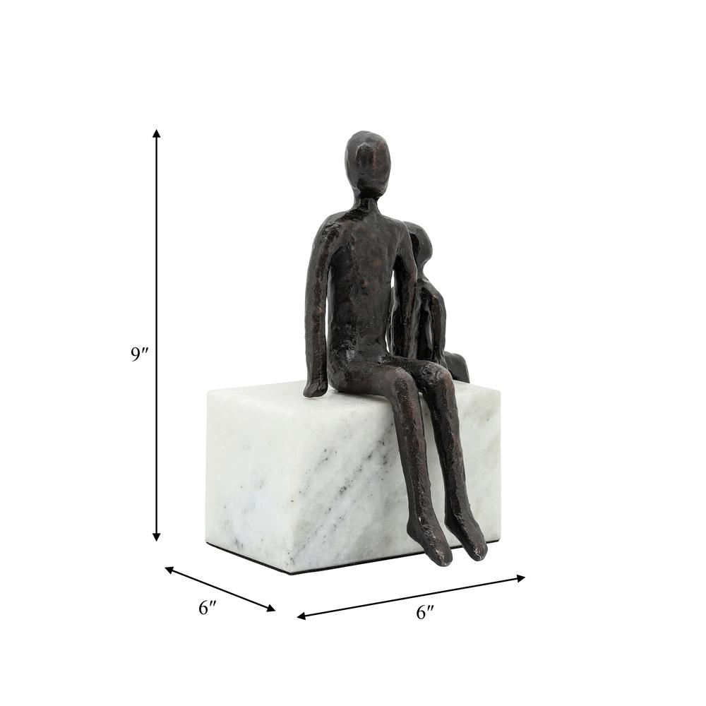Metal, 10", Dad & Son Sitting Sculpture. Picture 6