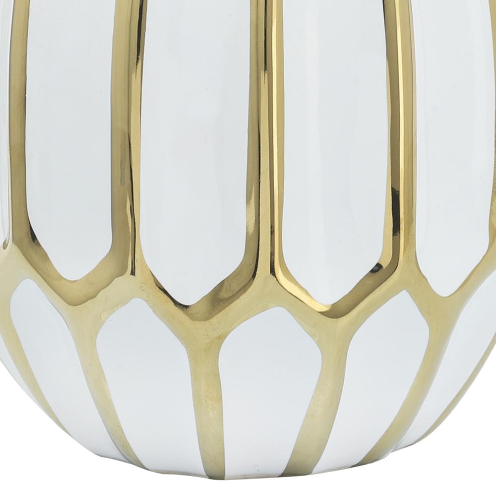 Ceramic Vase 8", White/gold. Picture 7