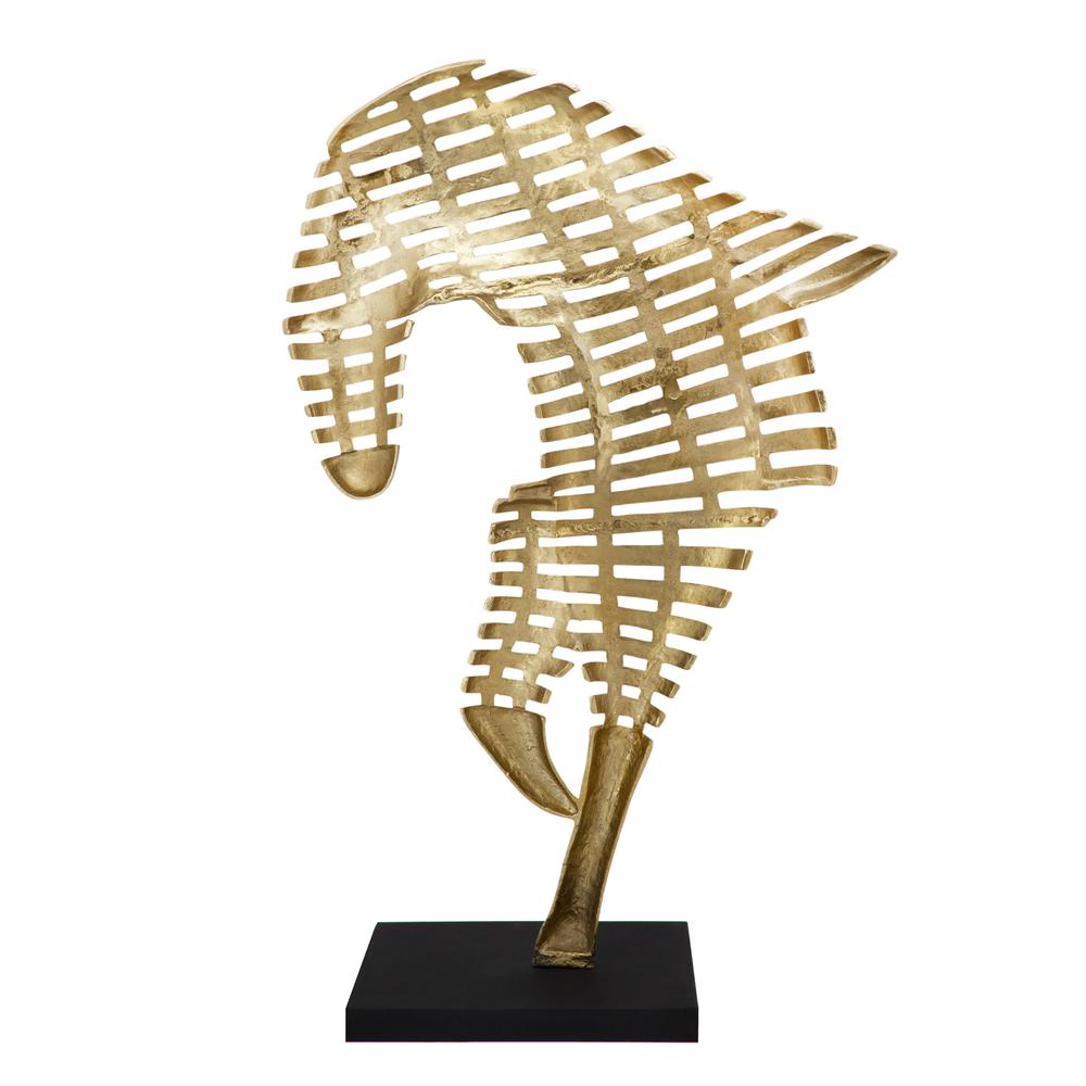 64" Metal Horse Sculpture, Gold. Picture 3