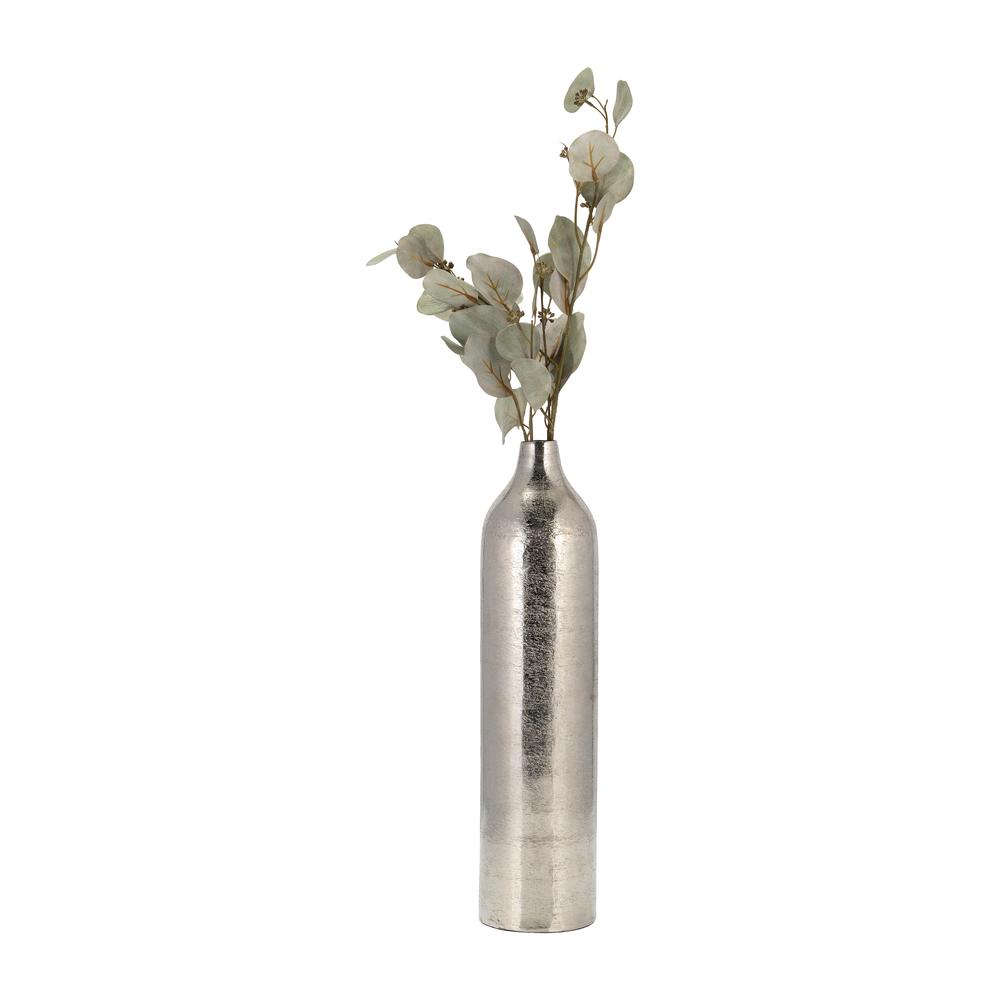 Metal, 19"h Cylinder Vase, Silver. Picture 2