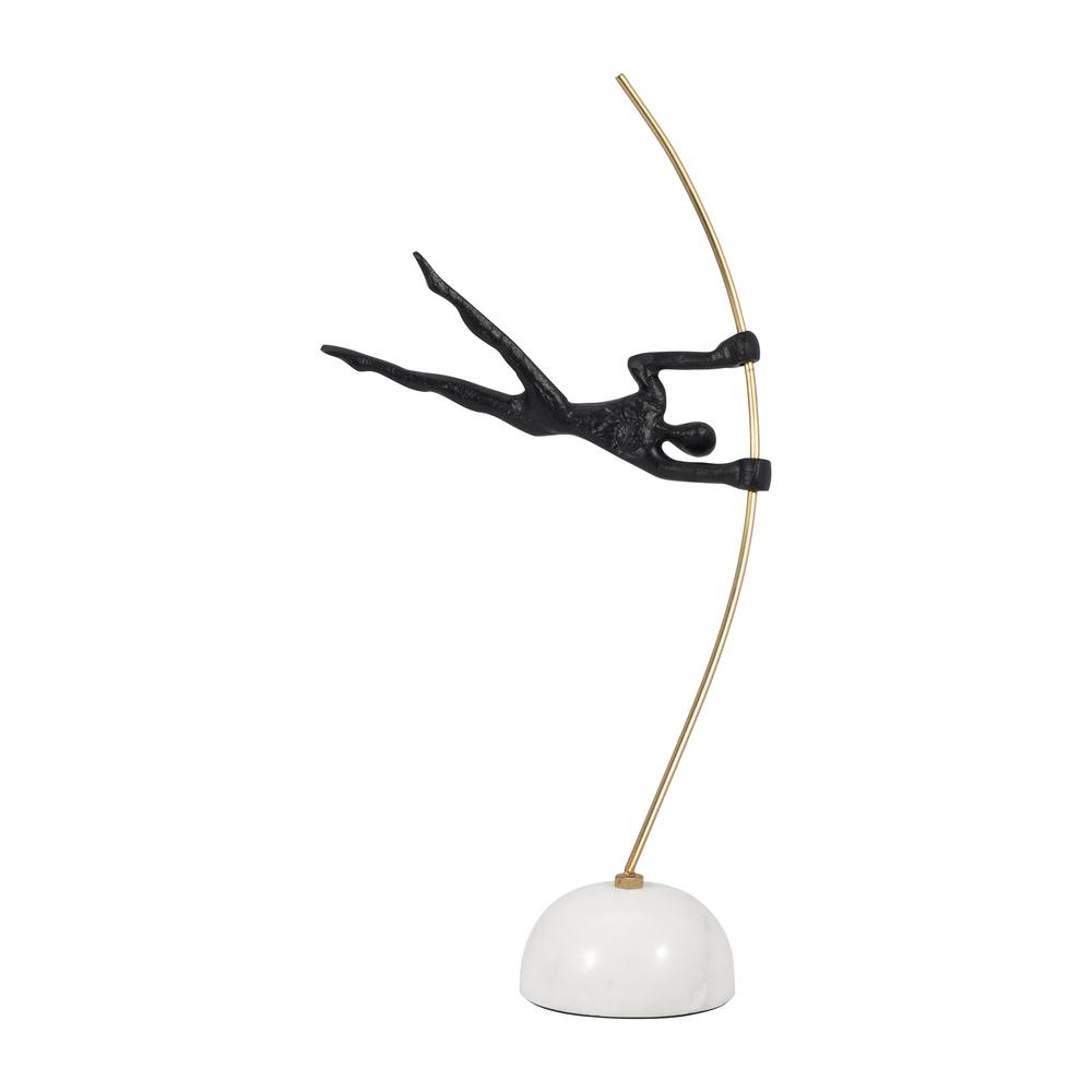 Metal, 17" Gymnast On Pole, Black/gold. Picture 1