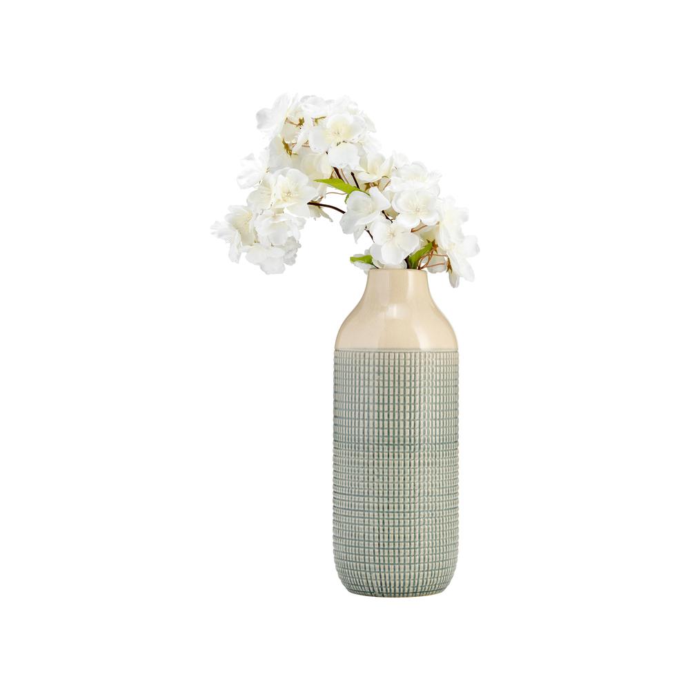 Cer, 12"h 3-tone Vase, Light Blue Green. Picture 2