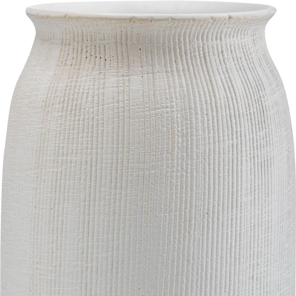 Cer, 16"h Ridged Vase, White. Picture 6