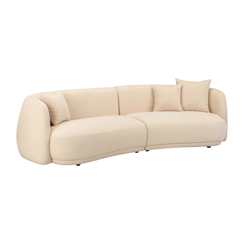 4-seat Curved Sofa, Ivory/beige. Picture 2