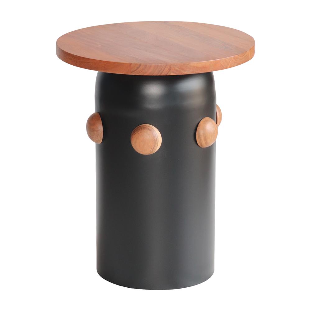 Wood, 20" Side Table W/ Knobs, Black/brown. Picture 1