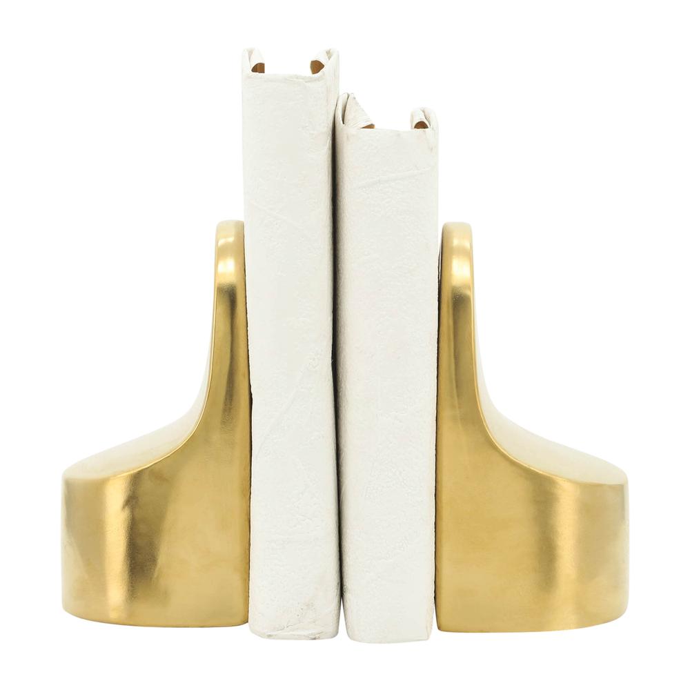 Cer, 6"h Contemporary Bookends, Gold. Picture 7