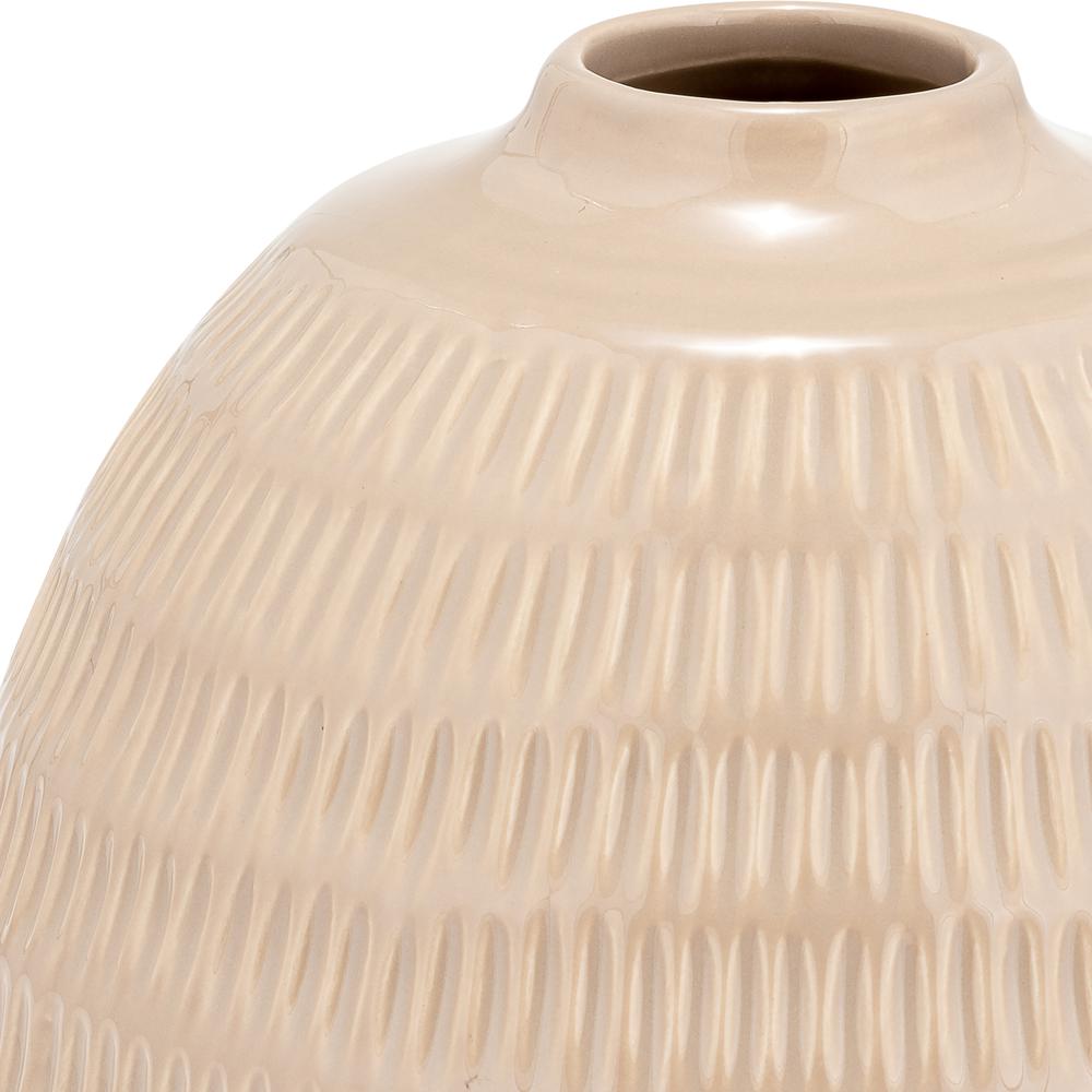 Cer,6",stripe Oval Vase,irish Cream. Picture 4