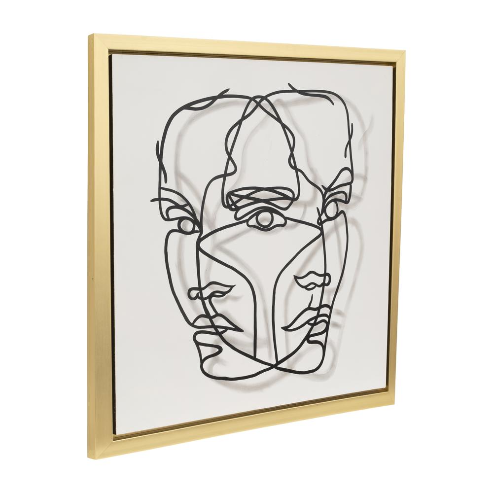 47x47,gld Frame Hand Painted Face Illusion,wht/blk. Picture 2