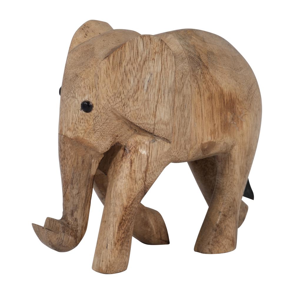 Wood, 7"h Elephant Deco, Brown. Picture 2