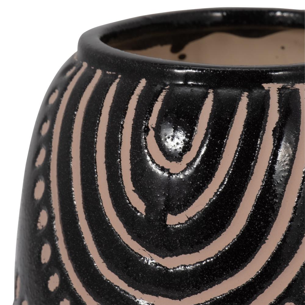 Cer, 6" Tribal Arch Vase, Black/tan. Picture 4