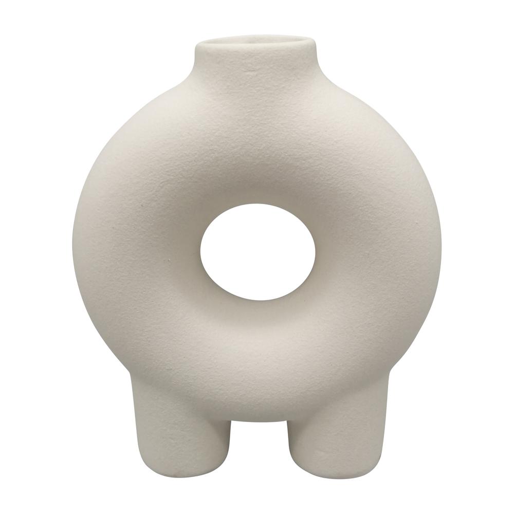 Cer, 7" Donut Footed Vase, Cotton. Picture 1