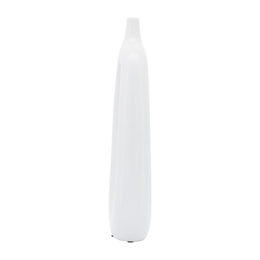 Cer, 14"h Open Cut-out Vase, White. Picture 3