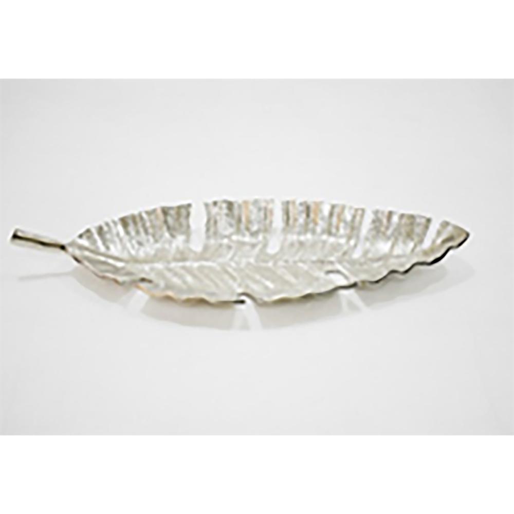 Metal, 22" Leaf Tray, Gold. Picture 1