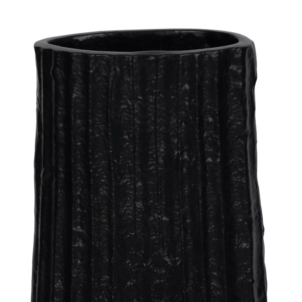 Metal, 35" Ribbed Floor Vase, Black. Picture 5