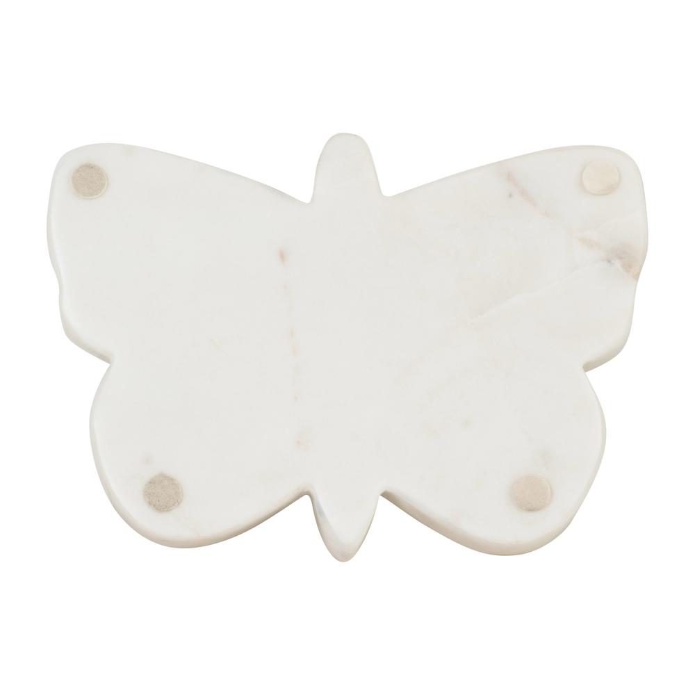 Marble, 7x5 Butterfly Trinket Tray, White. Picture 2