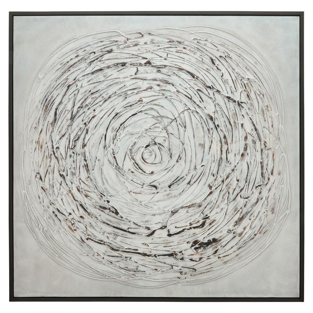 52x52 Swirl Painting, Gray On Black Frame. Picture 1