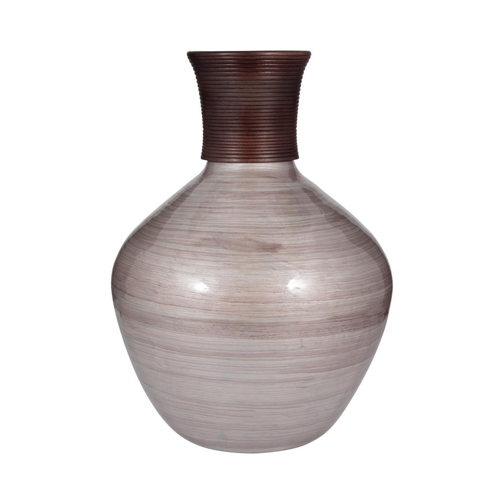 Glass, 22" Wooden Top Vase, Blush. Picture 1