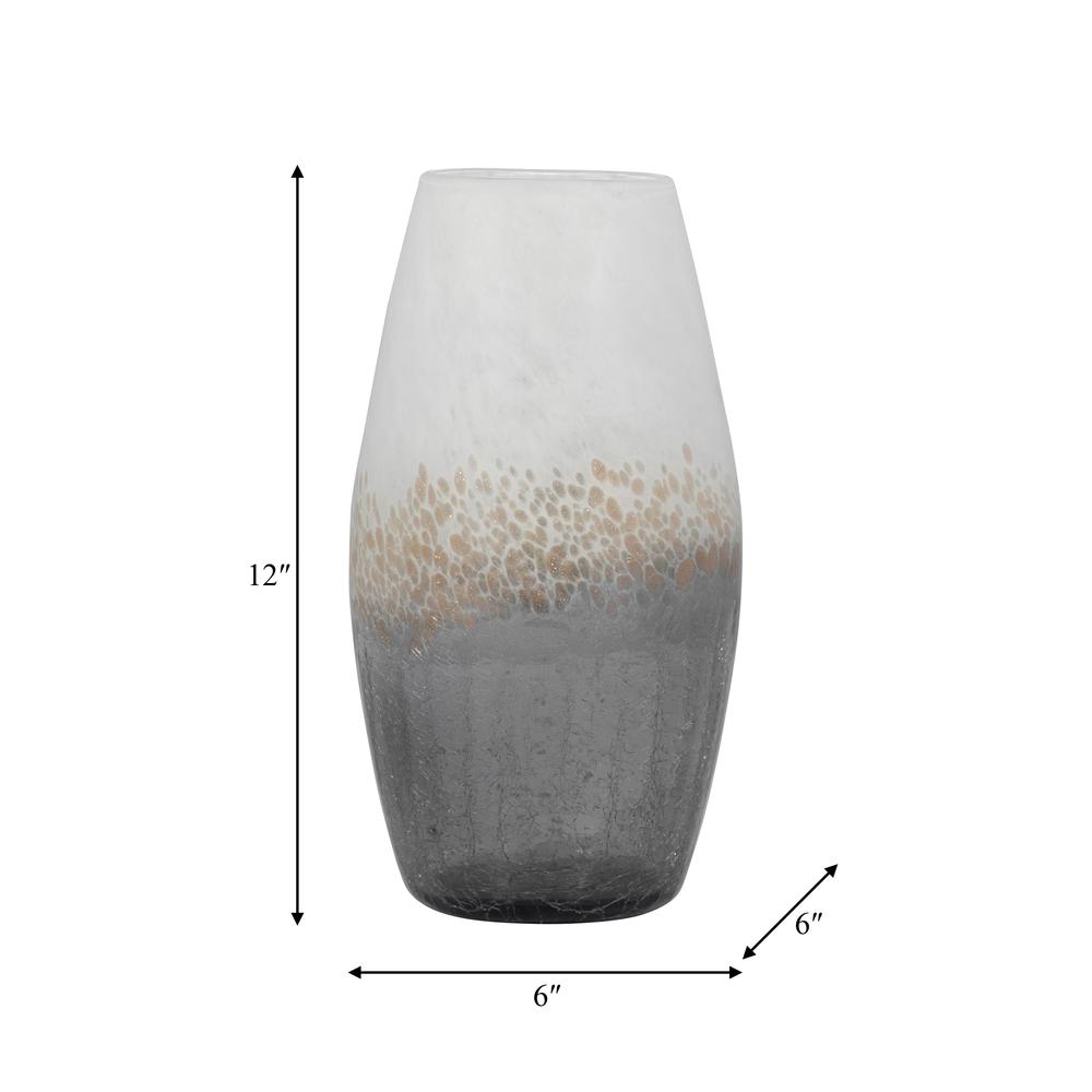 Glass, 12" Crackle Vase, Multi. Picture 8