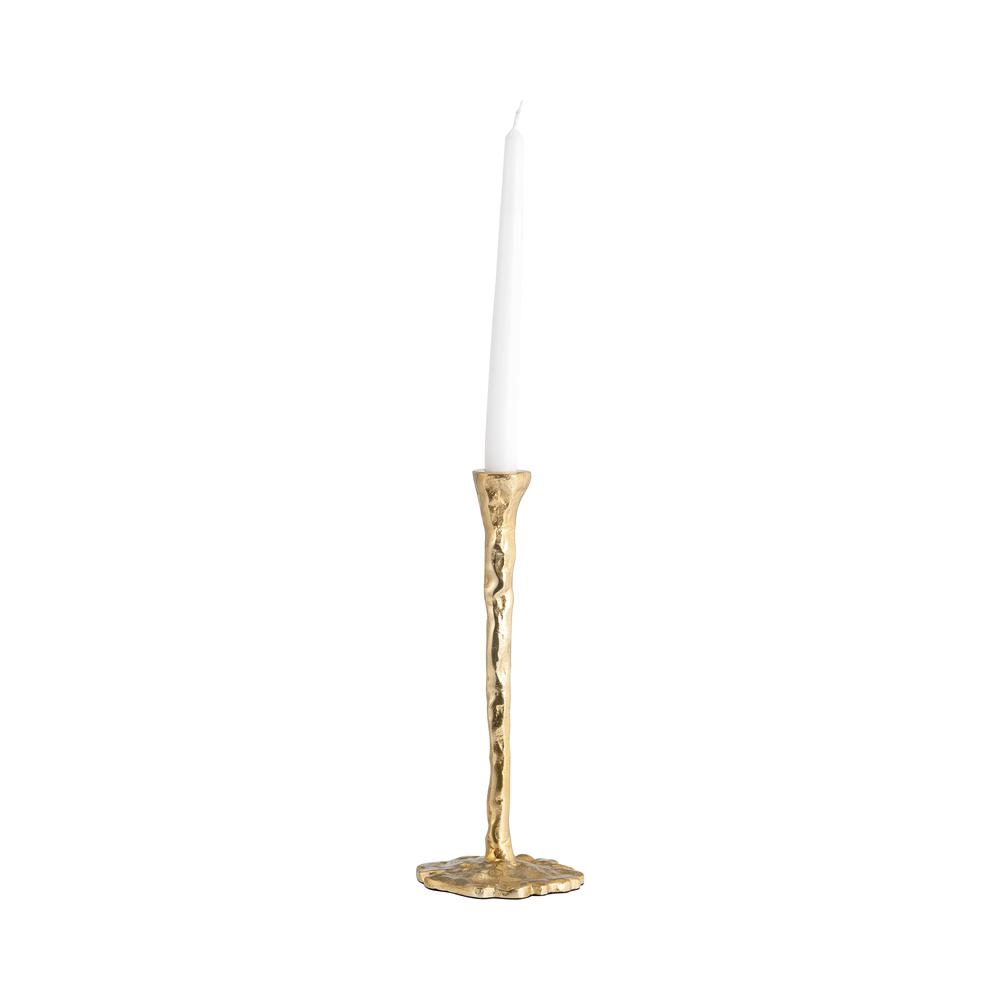 Metal, 15" Forged Taper Candleholder, Gold. Picture 3