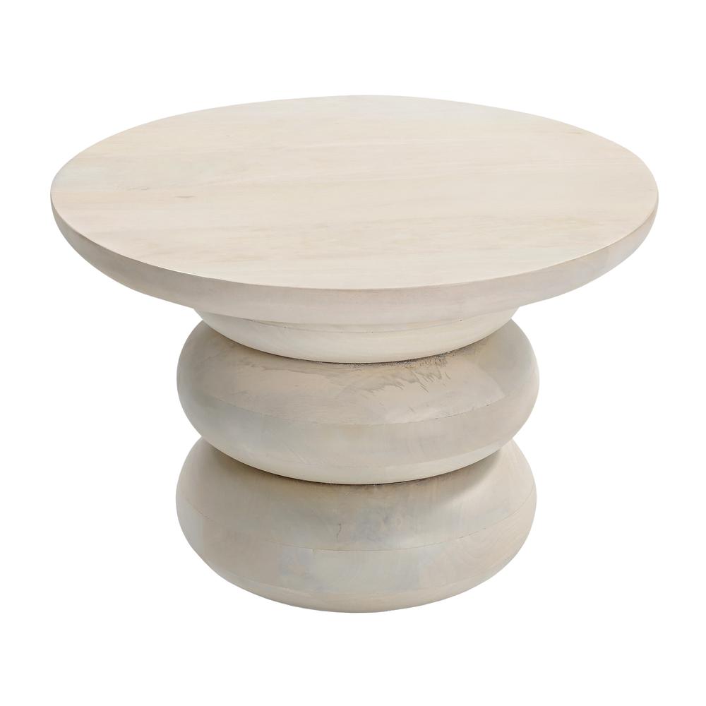 Wood, 19" Bibendum Accent Table, Antique White. Picture 2