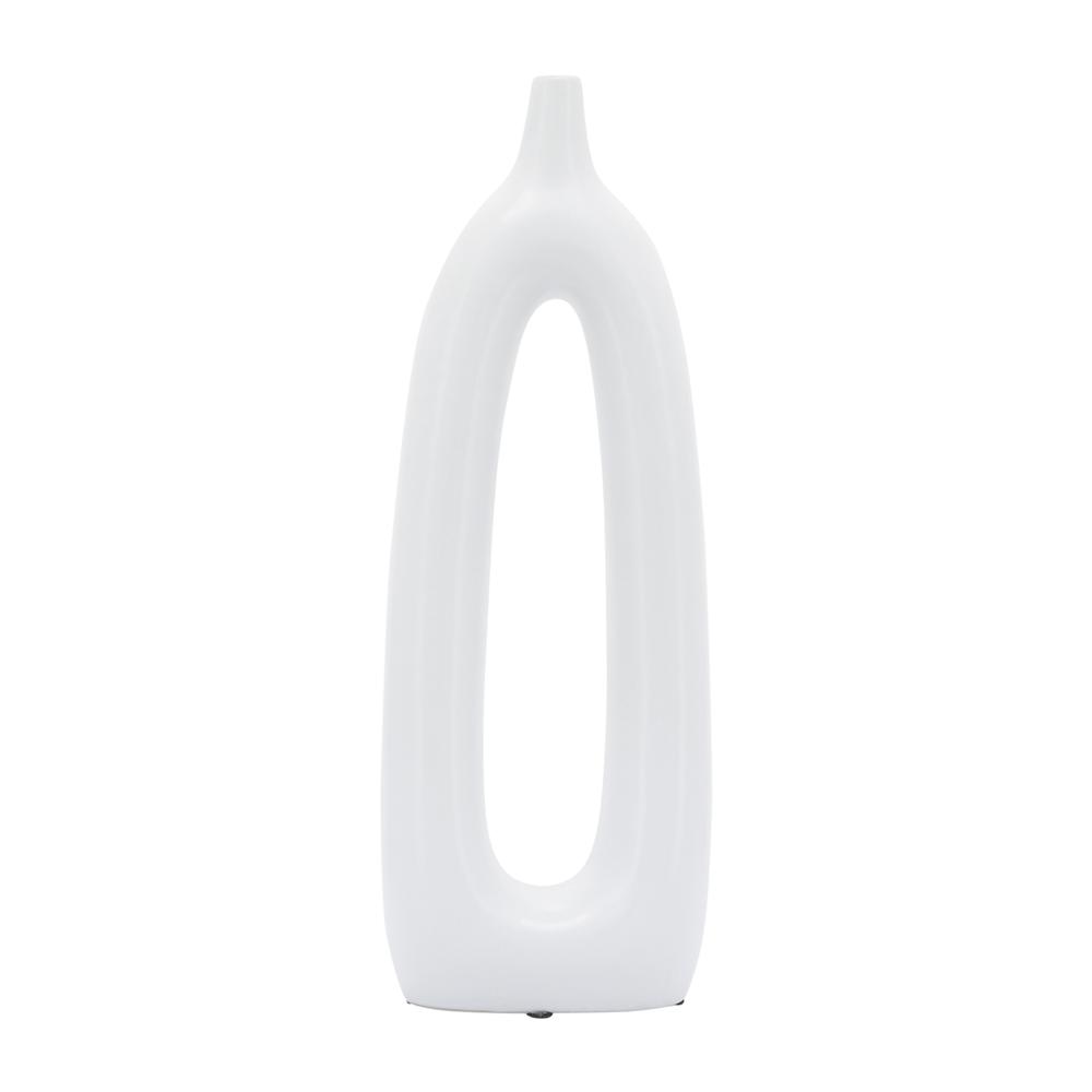 Cer, 14"h Open Cut-out Vase, White. Picture 2