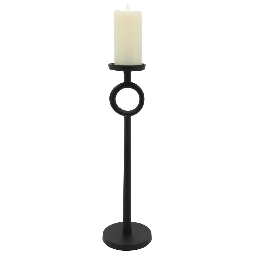 21"h Metal Candle Holder, Black. Picture 2