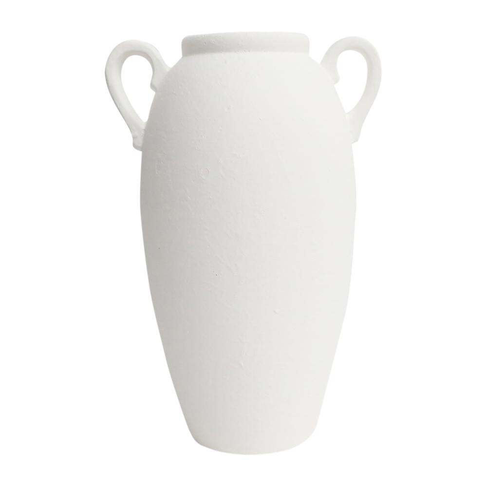 Cer, 16" Textured Jug W/ Handles, White. Picture 1